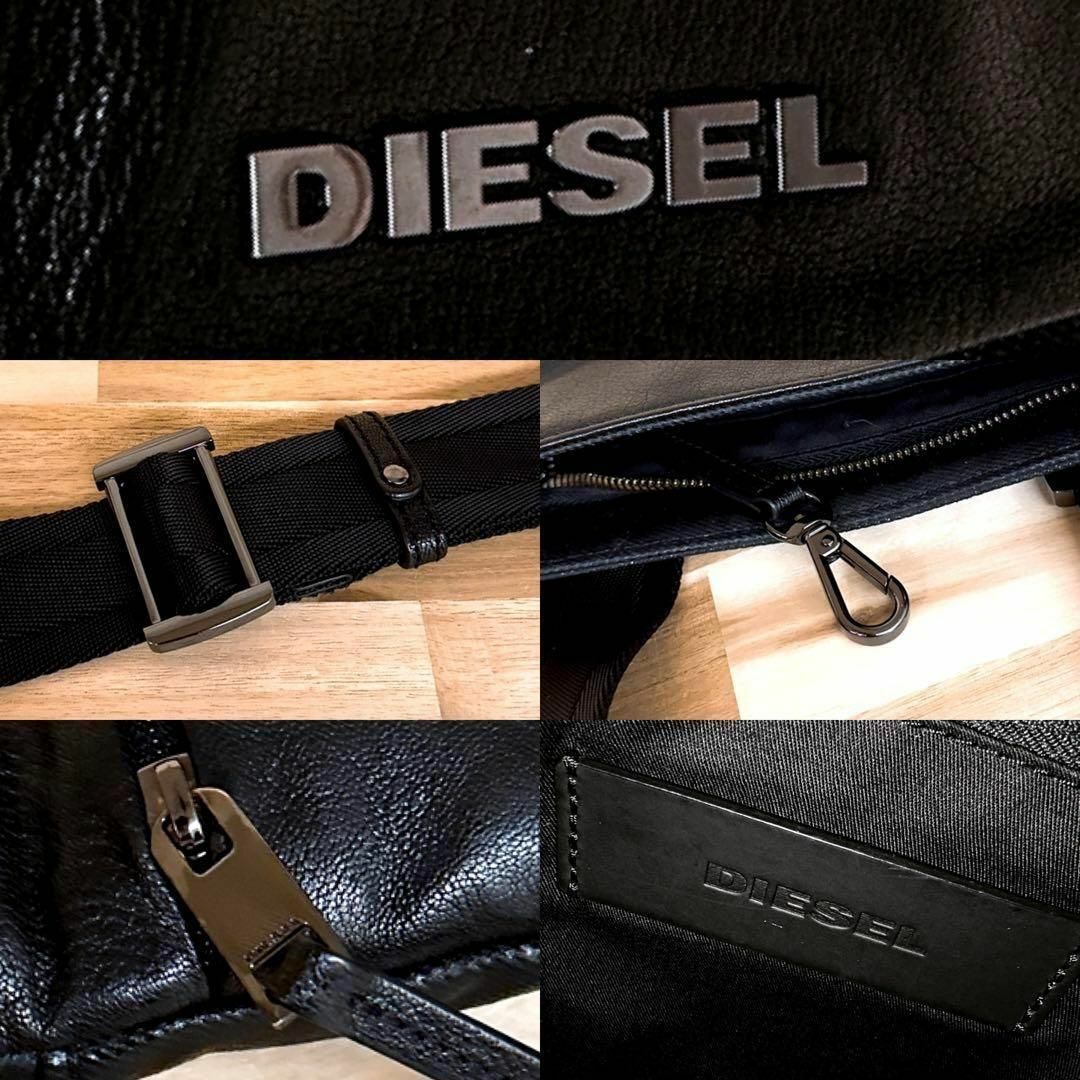 DIESEL(ディーゼル)の廃番【ディーゼル】レザー 切り替え スクエア ショルダーバッグ サコッシュ 黒 メンズのバッグ(ショルダーバッグ)の商品写真