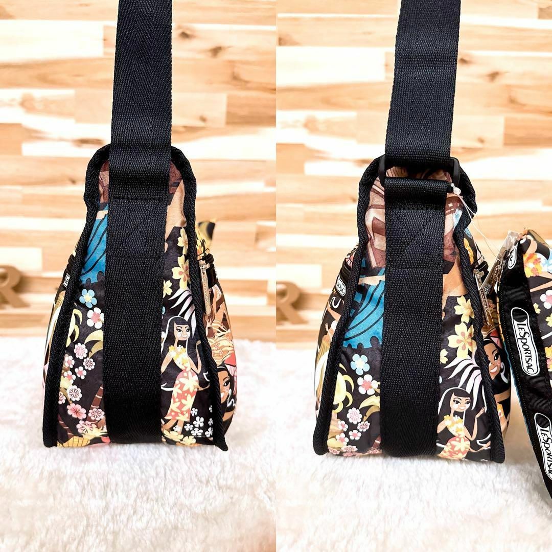 LeSportsac(レスポートサック)の未使用/ハワイ限定【レスポートサック】ワヒネフラ柄 アロハ ショルダーバッグ 黒 レディースのバッグ(ショルダーバッグ)の商品写真