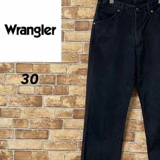 Wrangler - ラングラー　コットンパンツ　ブラックデニム　テーパード　革パッチ　黒　30