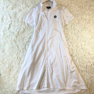 パーリーゲイツ(PEARLY GATES)の【極美品】パーリーゲイツ 半袖ポロ ロング シャツワンピース Ａライン ホワイト(ロングワンピース/マキシワンピース)