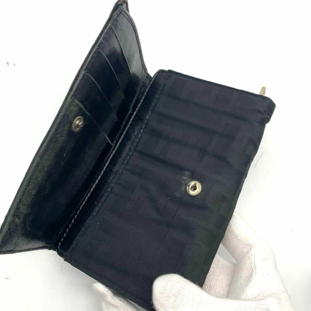 FENDI(フェンディ)のフェンディ キャンバス レザー 折りたたみ 財布 ズッカ柄　黒 メンズのファッション小物(長財布)の商品写真