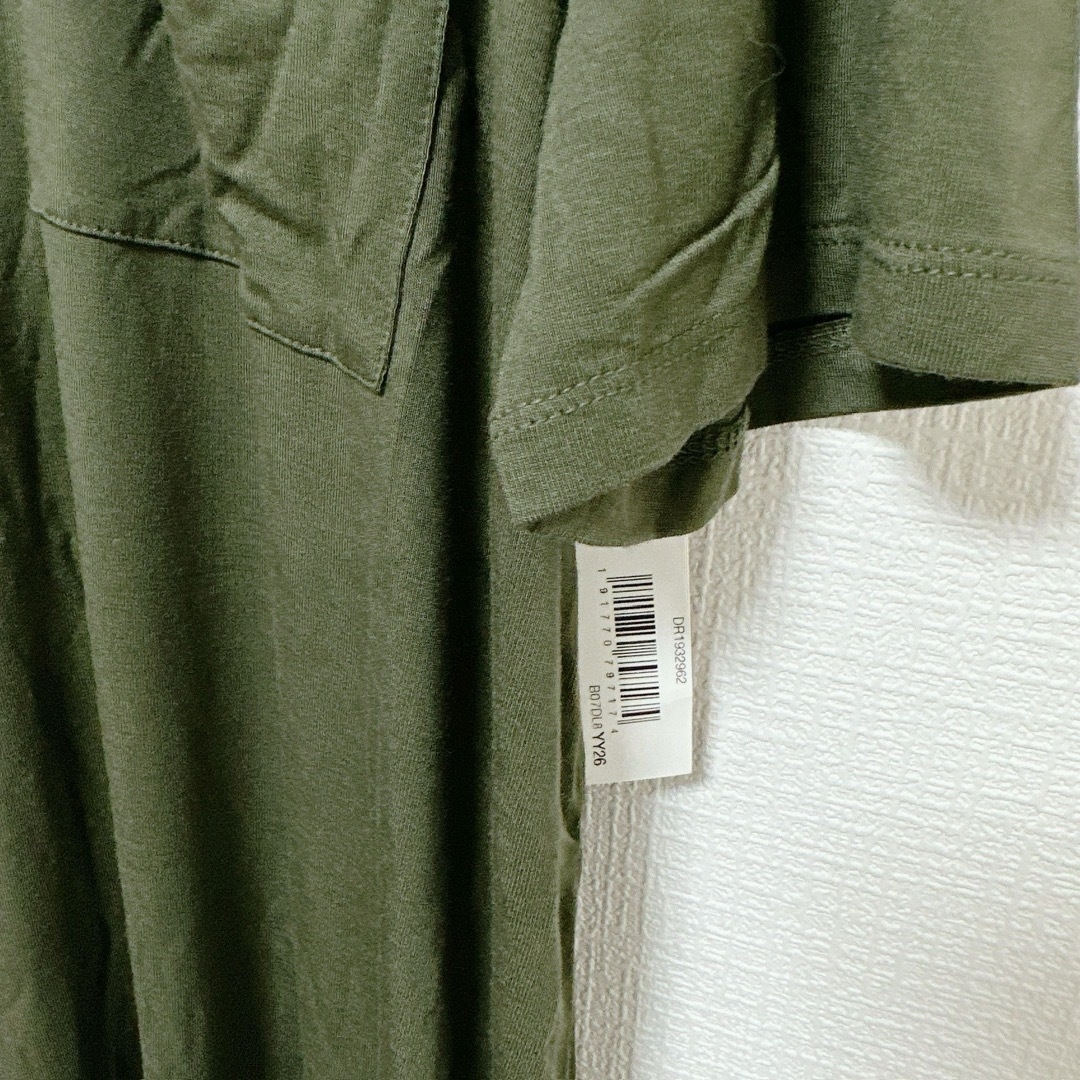 【残1点】Tシャツ ポケット付 ワンピース ジ オーバーサイズ 半袖 カーキ メンズのトップス(Tシャツ/カットソー(半袖/袖なし))の商品写真