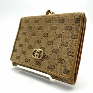 グッチ(Gucci)のグッチ 折り財布 キャンバス レザー がま口 インターロッキング GG柄(コインケース)