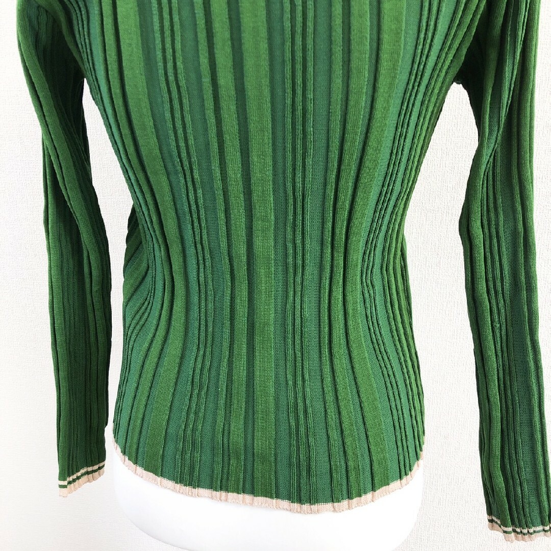 natural couture(ナチュラルクチュール)のナチュラルクチュール　長袖リブニット　F　グリーン　セーター　大人カジュアル レディースのトップス(ニット/セーター)の商品写真