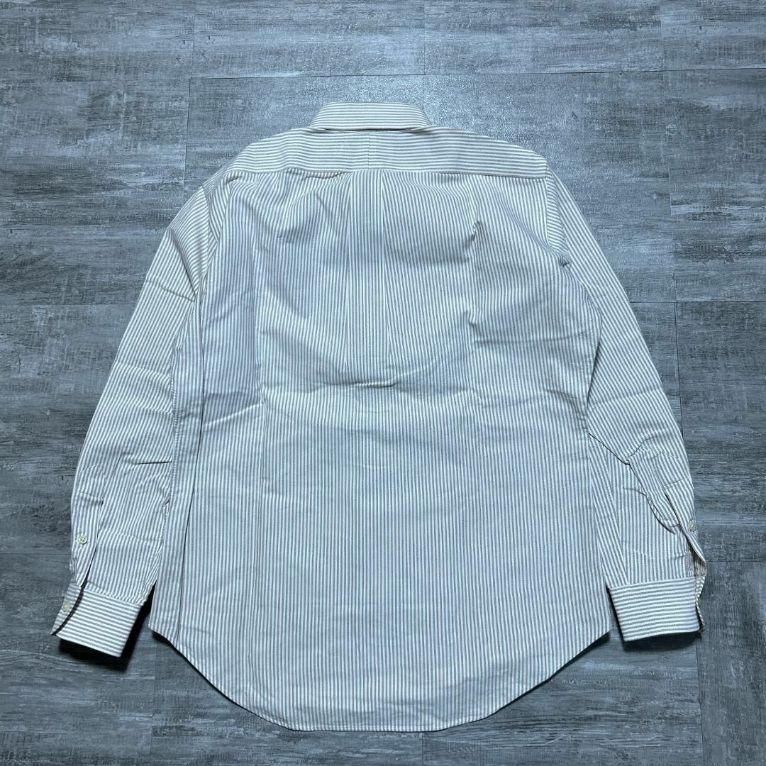 Ralph Lauren(ラルフローレン)のラルフローレン ベージュストライプ 長袖ボタンダウンシャツ ポニーロゴ 刺繍 M メンズのトップス(Tシャツ/カットソー(七分/長袖))の商品写真