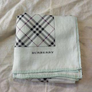 バーバリー(BURBERRY)のバーバリー　大判ハンカチ　水色×チェック　未使用に近い(ハンカチ)