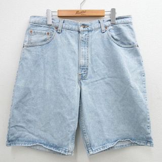 リーバイス(Levi's)のW36★古着 リーバイス Levis 560 ショート パンツ ショーツ メンズ 90年代 90s コットン USA製 紺 ネイビー デニム 【spe】 24apr16 中古 ボトムス 短パン ショーパン ハーフ(ワークパンツ/カーゴパンツ)