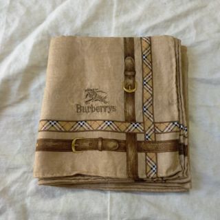 バーバリー(BURBERRY)のバーバリー大判ハンカチ　ブラウン×チェック×ベルト　未使用に近い(ハンカチ)