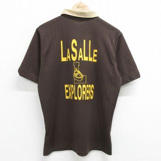 L★古着 半袖 ポロ シャツ メンズ 90年代 90s LASALLE EXPLORERS 濃茶他 ブラウン 24apr16 中古 トップス(ポロシャツ)