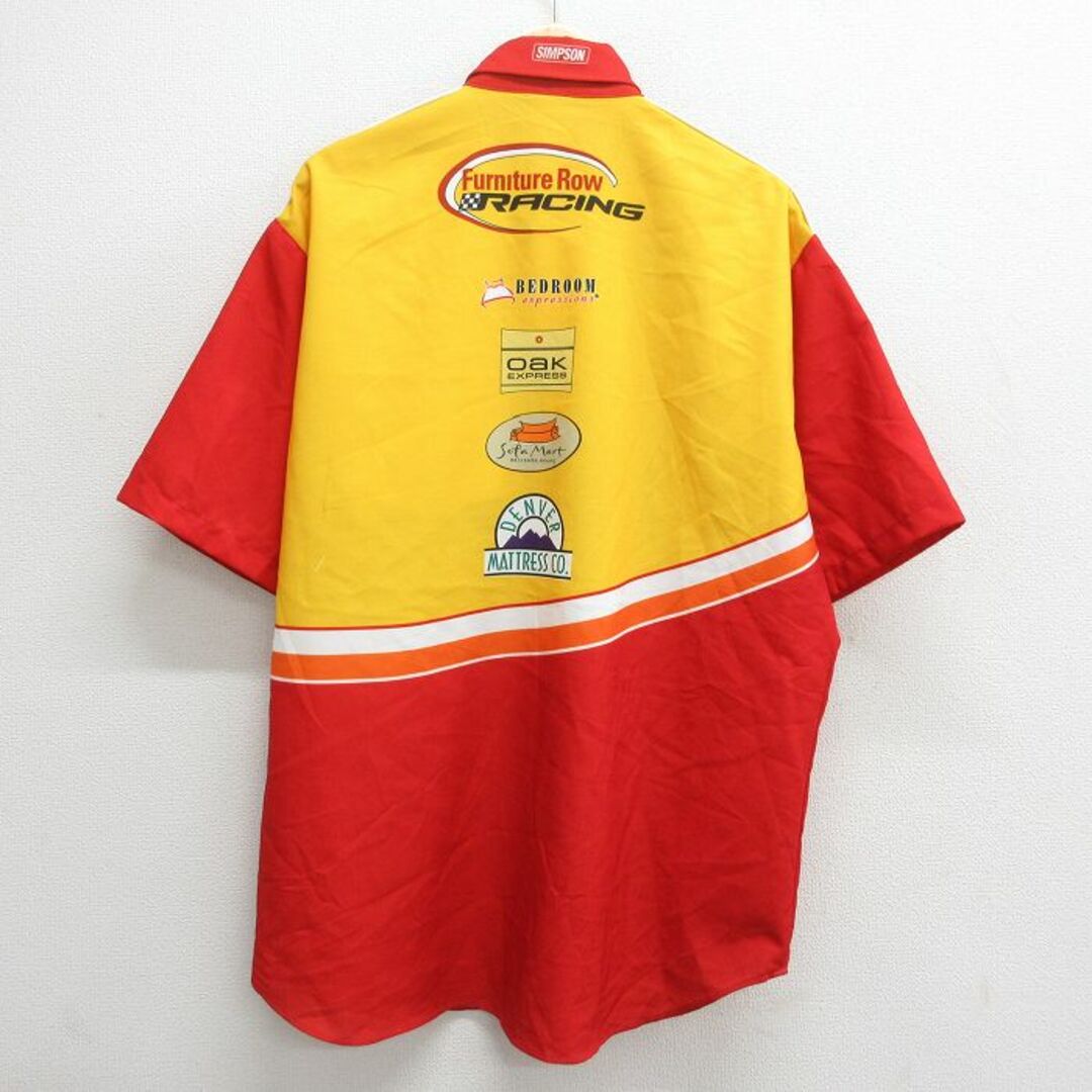 XL★古着 半袖 レーシング シャツ メンズ 90年代 90s NASCAR SIMPSON 企業広告 大きいサイズ ロング丈 USA製 赤他 レッド 24apr16 中古 トップス メンズのトップス(シャツ)の商品写真