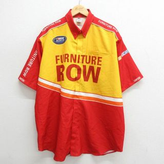 XL★古着 半袖 レーシング シャツ メンズ 90年代 90s NASCAR SIMPSON 企業広告 大きいサイズ ロング丈 USA製 赤他 レッド 24apr16 中古 トップス(シャツ)