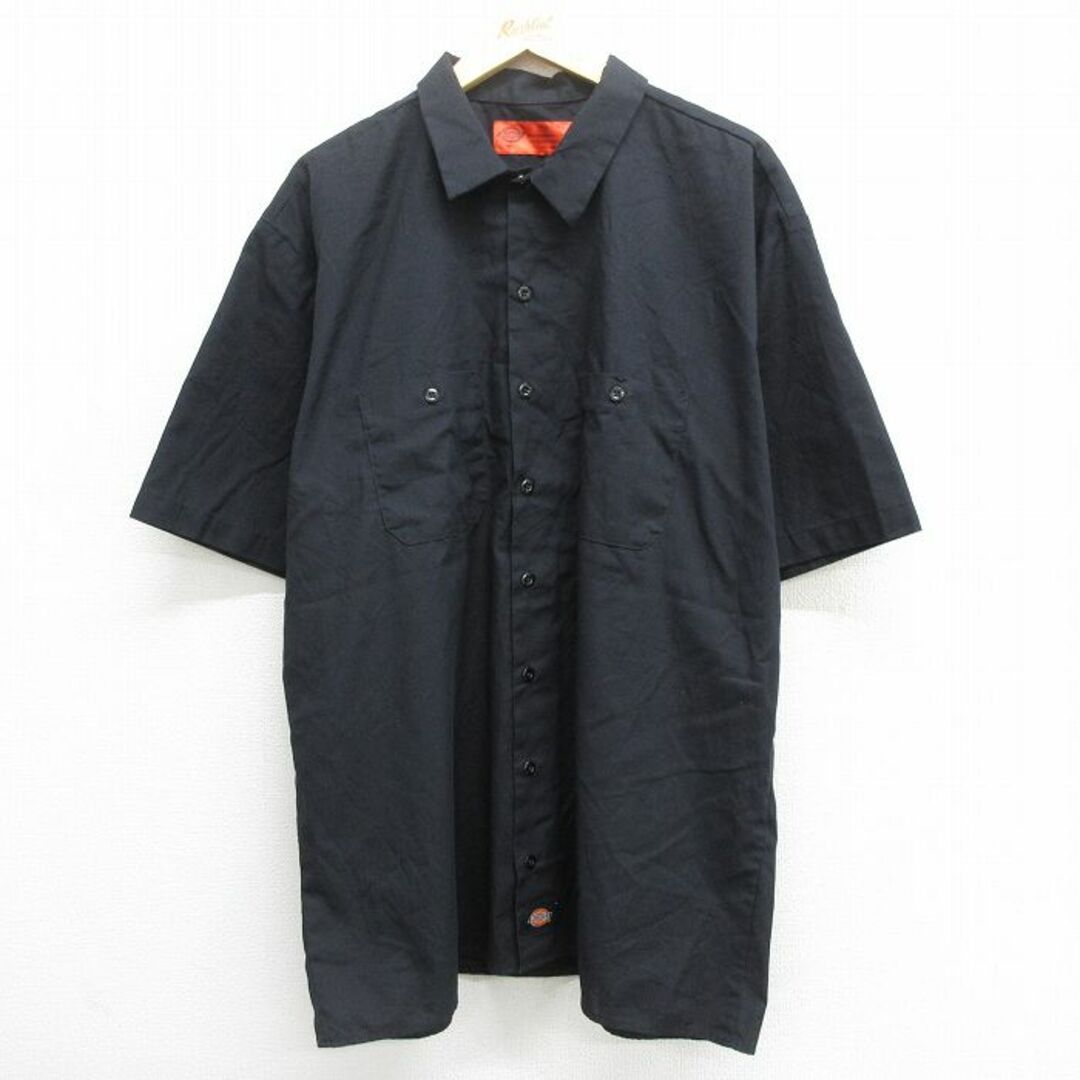 Dickies(ディッキーズ)のXL★古着 ディッキーズ Dickies 半袖 ワーク シャツ メンズ 90年代 90s 大きいサイズ ロング丈 黒 ブラック 24apr16 中古 トップス メンズのトップス(シャツ)の商品写真