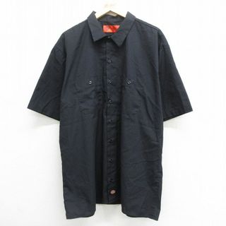 ディッキーズ(Dickies)のXL★古着 ディッキーズ Dickies 半袖 ワーク シャツ メンズ 90年代 90s 大きいサイズ ロング丈 黒 ブラック 24apr16 中古 トップス(シャツ)