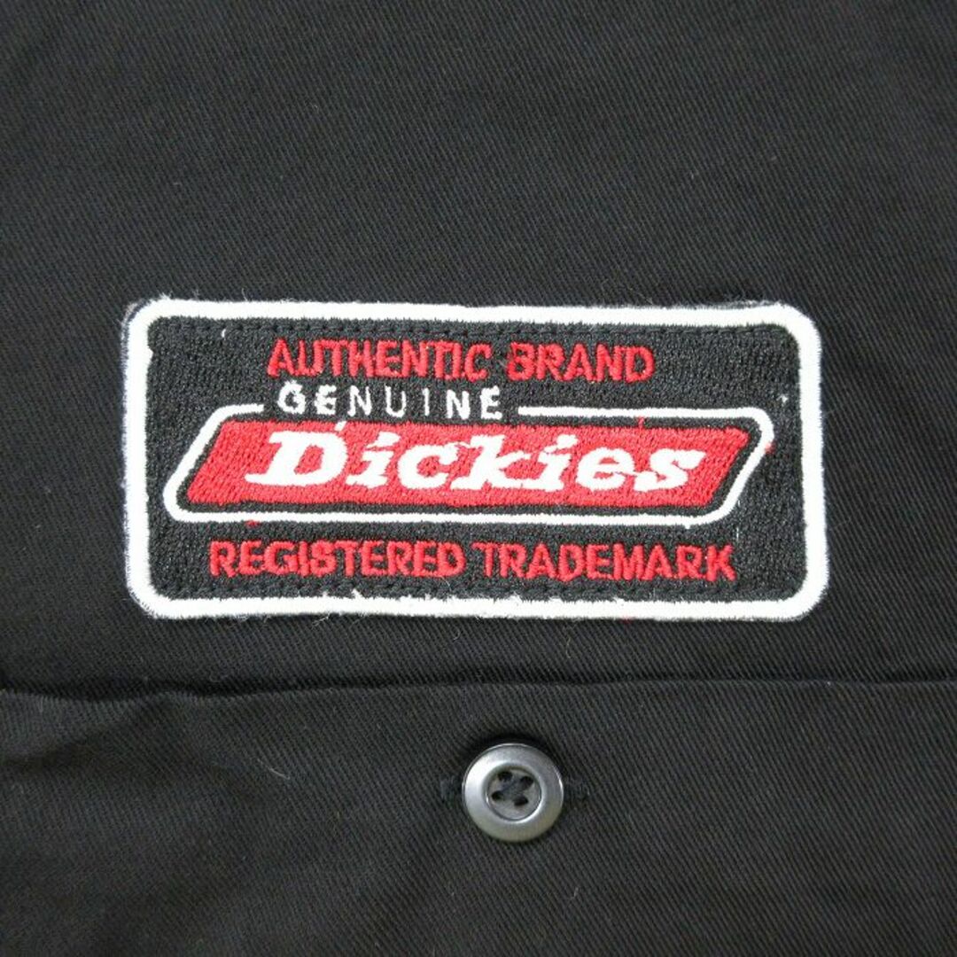 Dickies(ディッキーズ)のXL★古着 ディッキーズ Dickies 半袖 ワーク シャツ メンズ 大きいサイズ ロング丈 コットン 黒他 ブラック 24apr16 中古 トップス メンズのトップス(シャツ)の商品写真