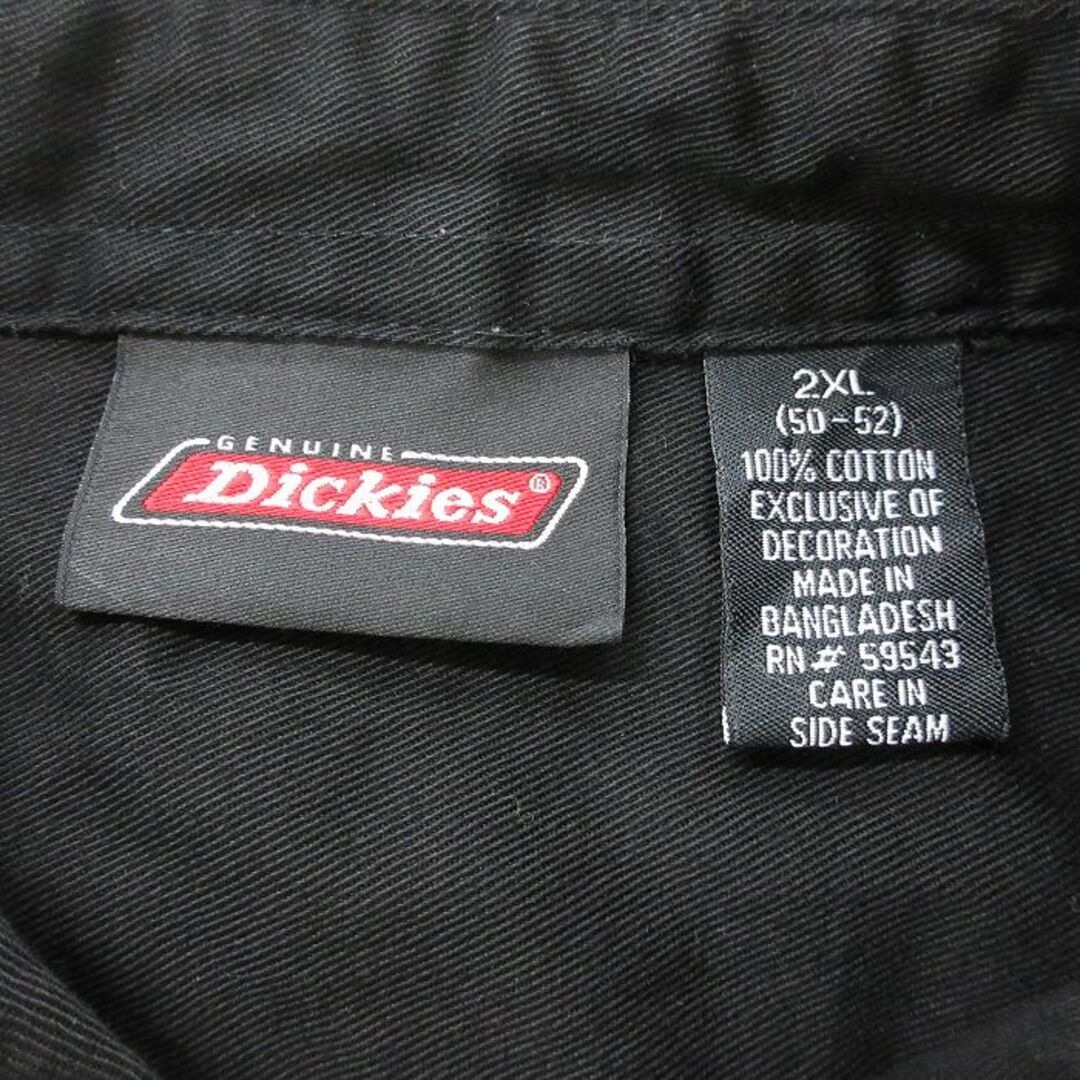 Dickies(ディッキーズ)のXL★古着 ディッキーズ Dickies 半袖 ワーク シャツ メンズ 大きいサイズ ロング丈 コットン 黒他 ブラック 24apr16 中古 トップス メンズのトップス(シャツ)の商品写真