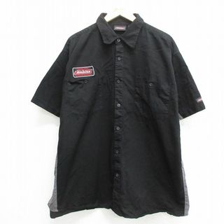 ディッキーズ(Dickies)のXL★古着 ディッキーズ Dickies 半袖 ワーク シャツ メンズ 大きいサイズ ロング丈 コットン 黒他 ブラック 24apr16 中古 トップス(シャツ)