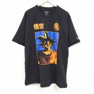 Champion - XL★古着 チャンピオン Champion 半袖 Tシャツ メンズ アニメ ドラゴンボールZ 孫悟空 大きいサイズ クルーネック 黒 ブラック 【spe】 24apr16 中古