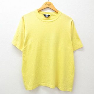 XL★古着 半袖 ビンテージ Tシャツ メンズ 90年代 90s 無地 クルーネック 黄 イエロー 24apr16 中古(Tシャツ/カットソー(半袖/袖なし))