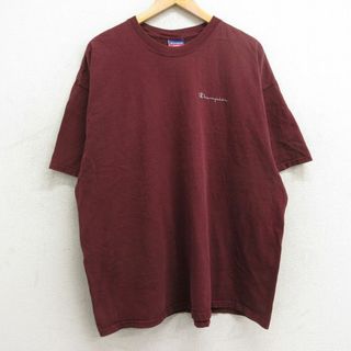 チャンピオン(Champion)のXL★古着 チャンピオン champion 半袖 ビンテージ Tシャツ メンズ 00年代 00s ワンポイントロゴ 大きいサイズ コットン クルーネック エンジ 24apr16 中古(Tシャツ/カットソー(半袖/袖なし))