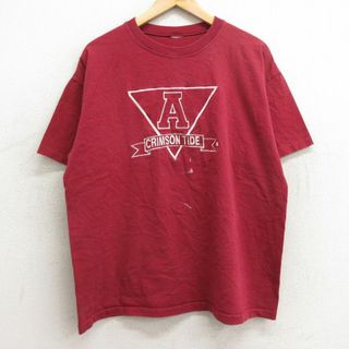 XL★古着 半袖 ビンテージ Tシャツ メンズ 90年代 90s クリムゾンタイド 刺繍 クルーネック 赤 レッド 24apr16 中古(Tシャツ/カットソー(半袖/袖なし))