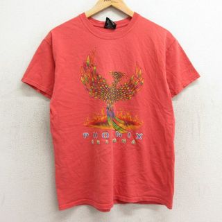 L★古着 半袖 ビンテージ Tシャツ メンズ 90年代 90s 鳥 フェニックス アリゾナ コットン クルーネック USA製 赤系 レッド 24apr16 中古(Tシャツ/カットソー(半袖/袖なし))