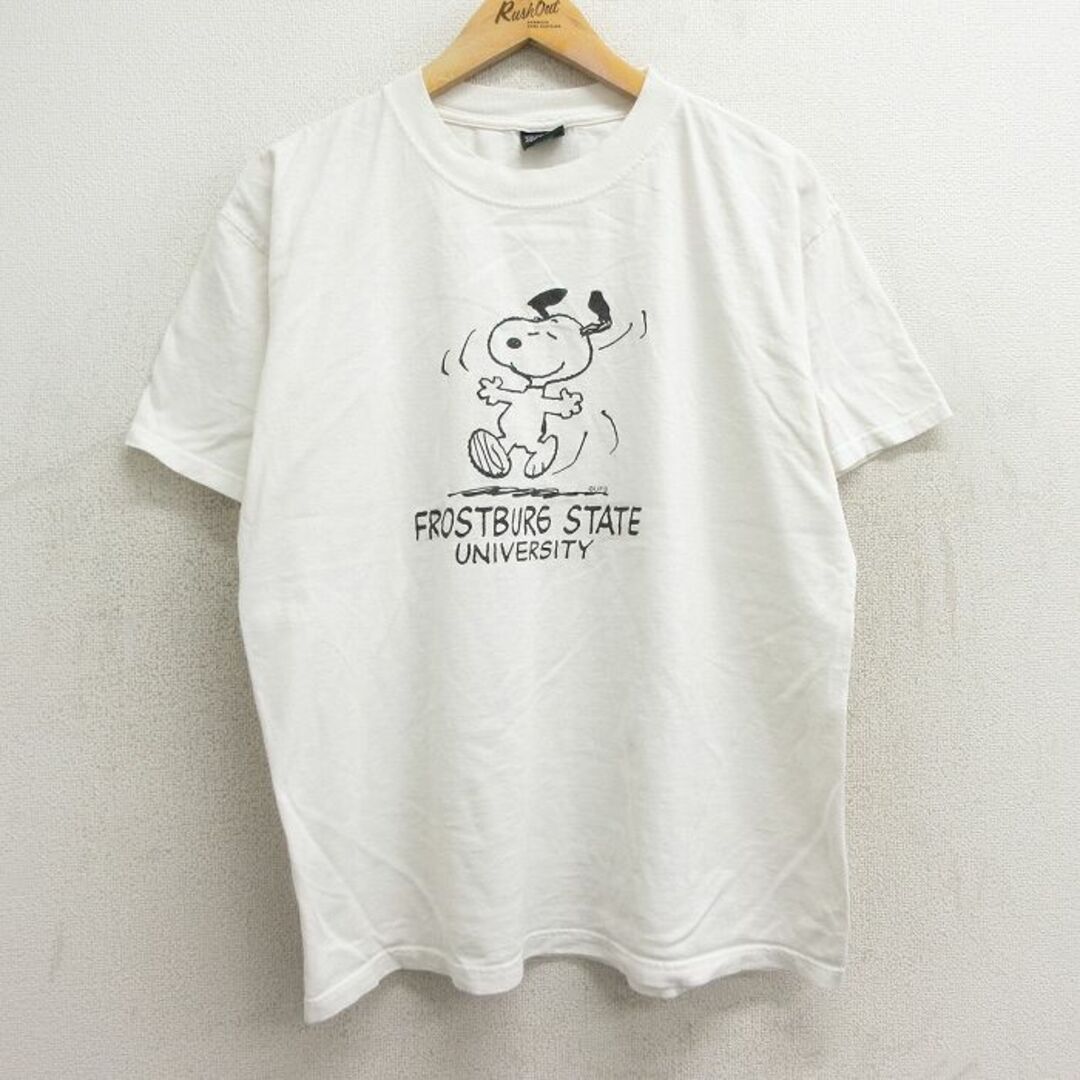 SNOOPY(スヌーピー)のL★古着 MVスポーツ 半袖 ビンテージ Tシャツ メンズ 00年代 00s ピーナッツ スヌーピー SNOOPY コットン クルーネック 白 ホワイト 【spe】 24apr16 中古 メンズのトップス(Tシャツ/カットソー(半袖/袖なし))の商品写真