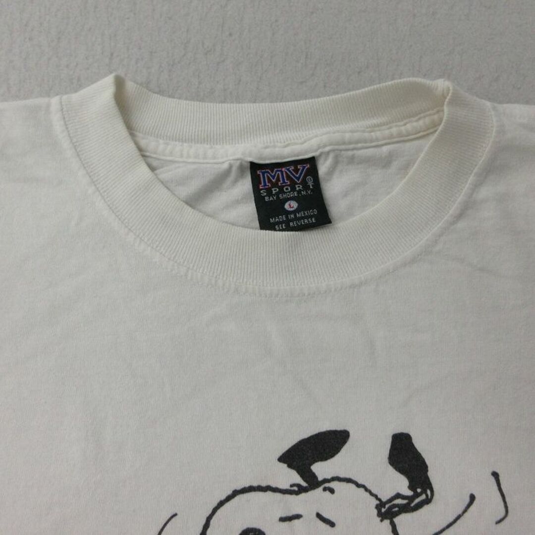 SNOOPY(スヌーピー)のL★古着 MVスポーツ 半袖 ビンテージ Tシャツ メンズ 00年代 00s ピーナッツ スヌーピー SNOOPY コットン クルーネック 白 ホワイト 【spe】 24apr16 中古 メンズのトップス(Tシャツ/カットソー(半袖/袖なし))の商品写真