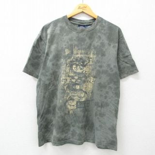 XL★古着 ビューグルボーイ 半袖 ビンテージ Tシャツ メンズ 00年代 00s ドラゴン 龍 大きいサイズ コットン クルーネック 緑系 グリーン タイダイ 24apr16 中古(Tシャツ/カットソー(半袖/袖なし))