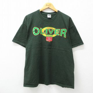 XL★古着 半袖 ビンテージ Tシャツ メンズ 00年代 00s オリバー 大きいサイズ コットン クルーネック 緑 グリーン 24apr16 中古(Tシャツ/カットソー(半袖/袖なし))