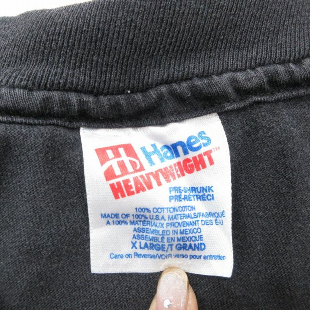 Hanes(ヘインズ)のXL★古着 ヘインズ Hanes 半袖 ビンテージ Tシャツ メンズ 90年代 90s 花 刺繍 大きいサイズ コットン クルーネック 黒 ブラック 24apr16 中古 メンズのトップス(Tシャツ/カットソー(半袖/袖なし))の商品写真