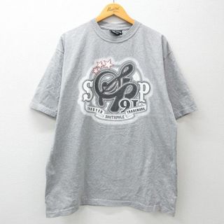 XL★古着 サウスポール 半袖 ビンテージ Tシャツ メンズ 00年代 00s 音符 星 大きいサイズ コットン クルーネック グレー 霜降り 24apr16 中古(Tシャツ/カットソー(半袖/袖なし))