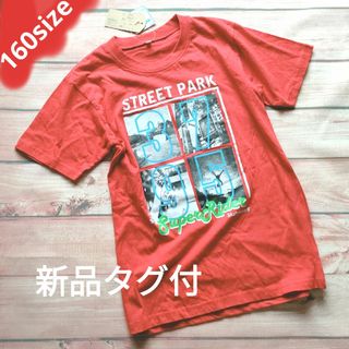 160size 新品タグ付き　レッド　前後ろプリント半袖Tシャツ(Tシャツ/カットソー)