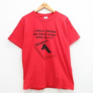 L★古着 半袖 ビンテージ Tシャツ メンズ 00年代 00s I ONLY コットン クルーネック 赤 レッド 24apr16 中古(Tシャツ/カットソー(半袖/袖なし))