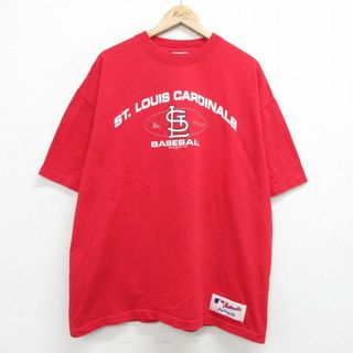 マジェスティック(Majestic)のXL★古着 マジェスティック 半袖 ビンテージ Tシャツ メンズ 00年代 00s MLB セントルイスカージナルス 大きいサイズ コットン クルーネック 赤 レッド メジャーリーグ ベースボール 野球 24apr16 中古(Tシャツ/カットソー(半袖/袖なし))