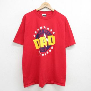 XL★古着 TULTEX 半袖 ビンテージ Tシャツ メンズ 90年代 90s DAD 大きいサイズ コットン クルーネック 赤 レッド 24apr16 中古(Tシャツ/カットソー(半袖/袖なし))