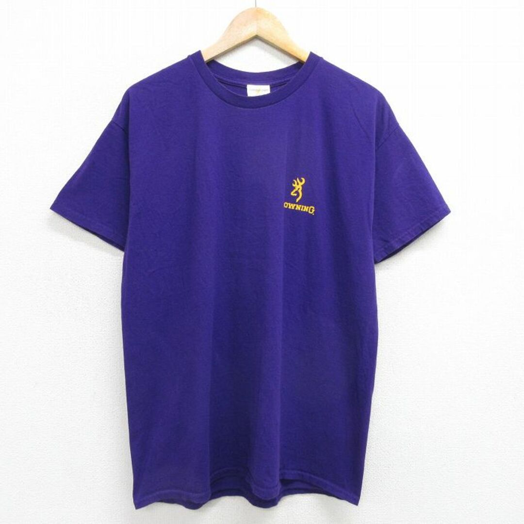 XL★古着 半袖 ビンテージ Tシャツ メンズ 00年代 00s BROWNING シカ クルーネック 濃紫 パープル 24apr16 中古 メンズのトップス(Tシャツ/カットソー(半袖/袖なし))の商品写真