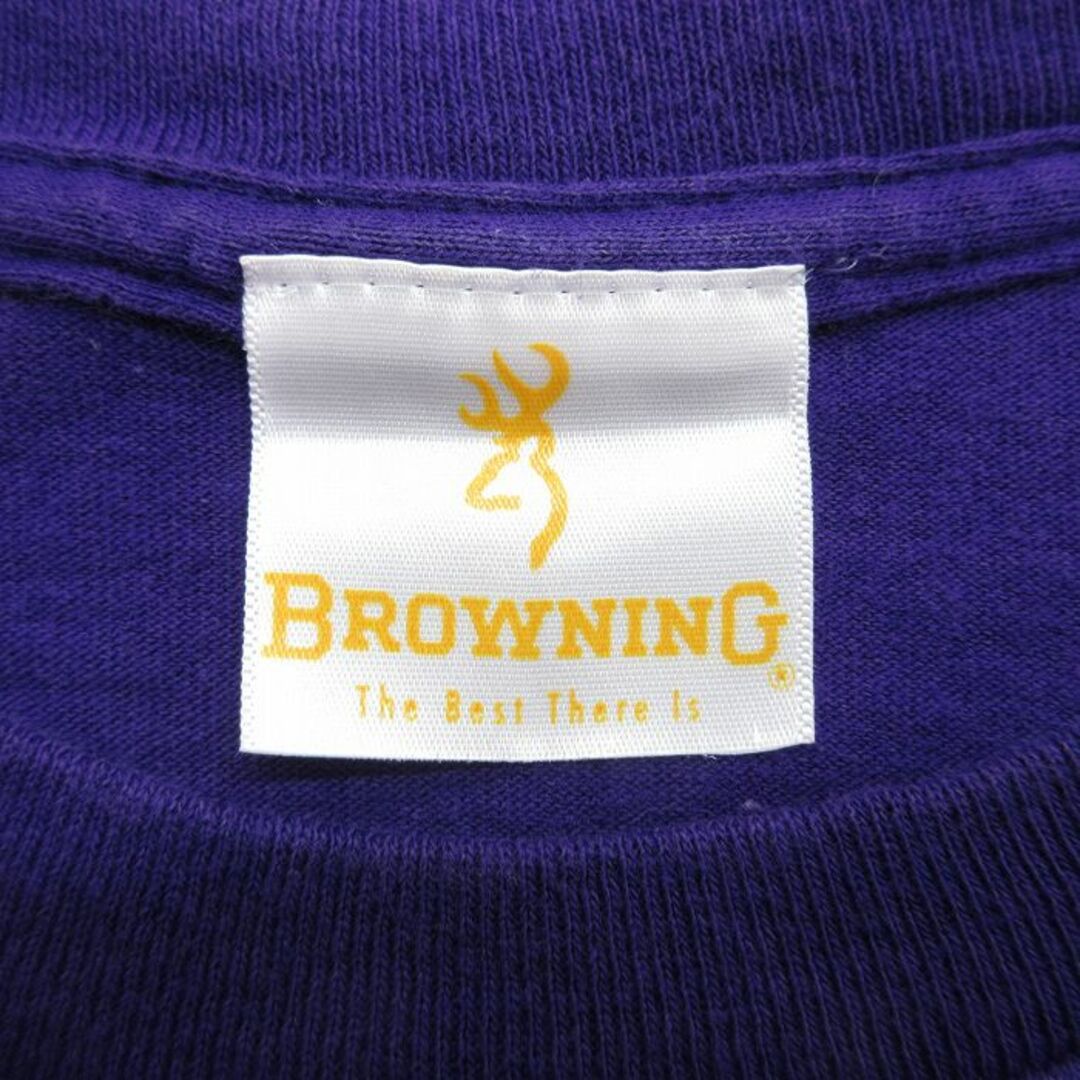 XL★古着 半袖 ビンテージ Tシャツ メンズ 00年代 00s BROWNING シカ クルーネック 濃紫 パープル 24apr16 中古 メンズのトップス(Tシャツ/カットソー(半袖/袖なし))の商品写真