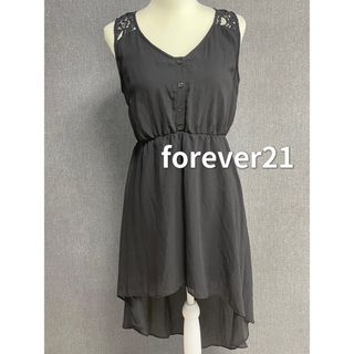 フォーエバートゥエンティーワン(FOREVER 21)のforever21  ノースリーブ　ワンピース　黒　ブラック　S(ひざ丈ワンピース)