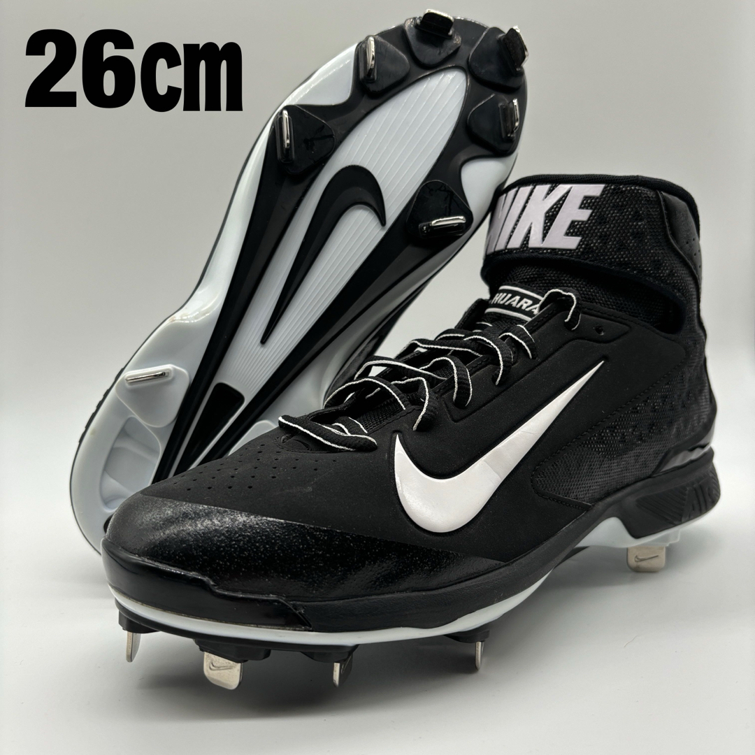 NIKE - NIKE 野球 スパイク ブラック 黒 軽量 ミドルカット 金具 26 NIKE - NIKE 野球 スパイク ブラック 黒 軽量 ミドルカット 金具 26