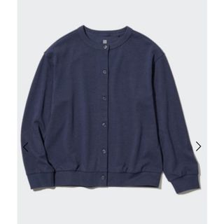 ユニクロ(UNIQLO)のユニクロ ガールズ UVカット クルーネック カーディガン 110 ネイビー(カーディガン)