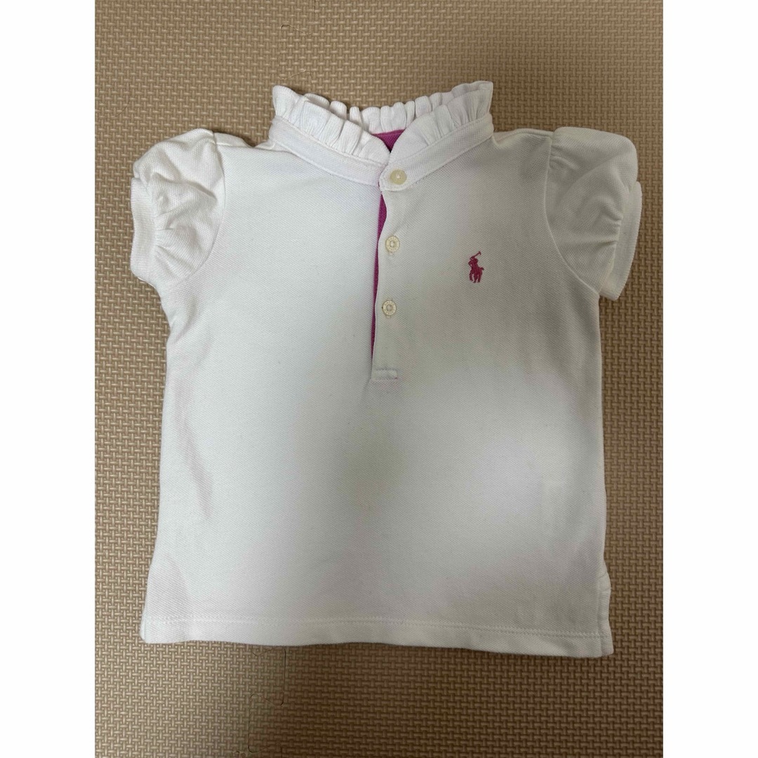 POLO RALPH LAUREN(ポロラルフローレン)の【ポロラルフローレン】女の子 ポロシャツ　襟袖フリル　ホワイト　12m 80cm キッズ/ベビー/マタニティのベビー服(~85cm)(Ｔシャツ)の商品写真