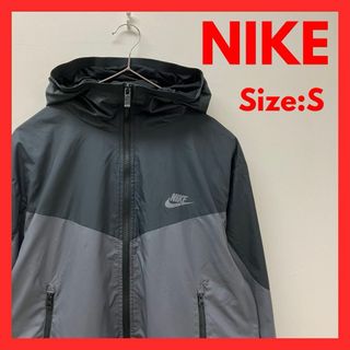 ナイキ(NIKE)の【訳あり】古着　NIKE ナイキ　裏メッシュ　ナイロンジャケット　メンズ　黒　S(ナイロンジャケット)