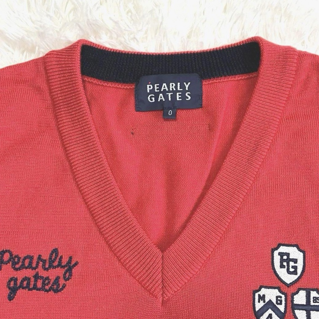 PEARLY GATES(パーリーゲイツ)のパーリーゲイツ ウール ニット Vネック ベスト スポーツ/アウトドアのゴルフ(ウエア)の商品写真