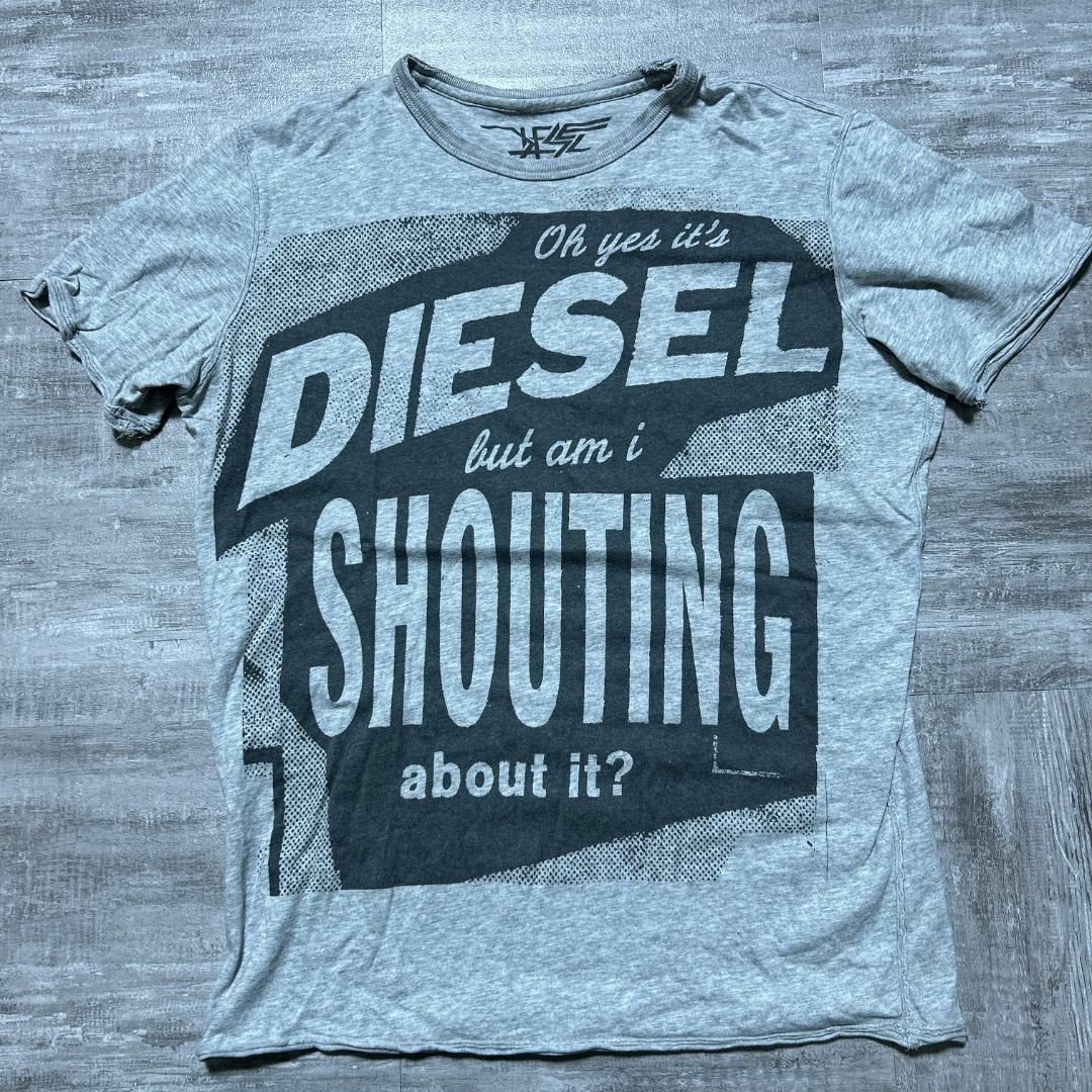 DIESEL(ディーゼル)のY2K DIESEL ディーゼル ロゴ ダメージ加工Tシャツ グレー S メンズのトップス(Tシャツ/カットソー(半袖/袖なし))の商品写真