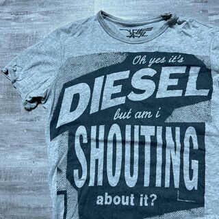 ディーゼル(DIESEL)のY2K DIESEL ディーゼル ロゴ ダメージ加工Tシャツ グレー S(Tシャツ/カットソー(半袖/袖なし))