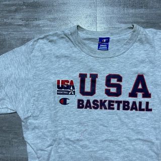 チャンピオン(Champion)の90s USA製 チャンピオン ロゴ Tシャツ USAナショナルチーム グレー(バスケットボール)