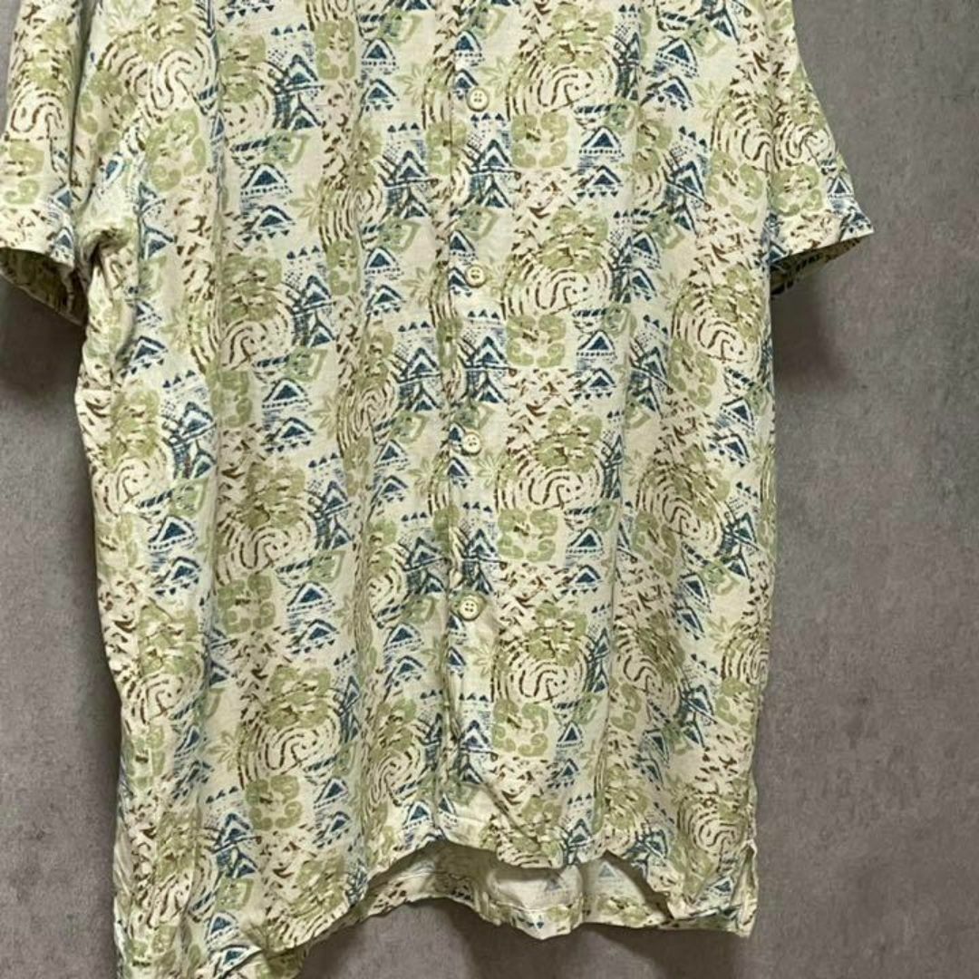30 アロハシャツ　総柄　半袖　オープンカラー　オーバーサイズ　シルクリネン メンズのトップス(Tシャツ/カットソー(半袖/袖なし))の商品写真