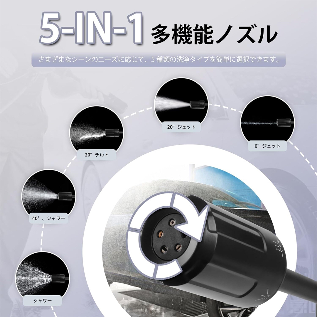 高圧洗浄機 コードレス 充電式 ハンディウォッシャー バッテリー式高圧洗浄機  自動車/バイクの自動車(洗車・リペア用品)の商品写真