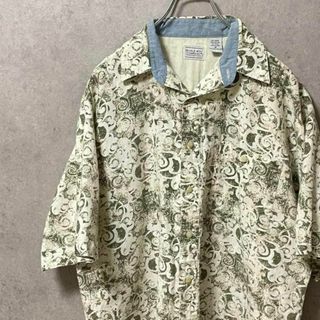 119 アロハシャツ　総柄　半袖　オープンカラー　オーバーサイズ　麻　コットン(Tシャツ/カットソー(半袖/袖なし))