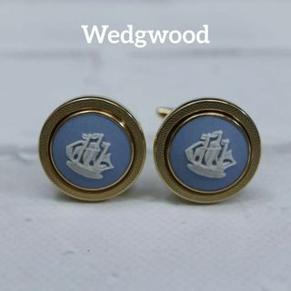 ウェッジウッド(WEDGWOOD)の【匿名配送】 ウェッジウッド カフス ゴールド カメオ 水色 4(カフリンクス)